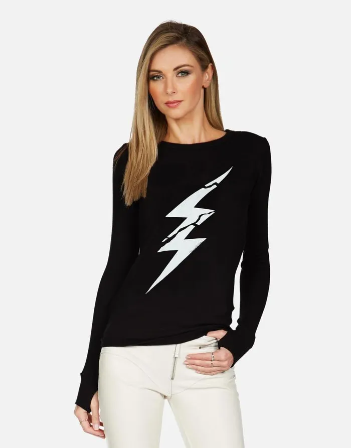McKinley X Cracked Lightning Bolt Black Women Lauren Moshi Long Sleeve