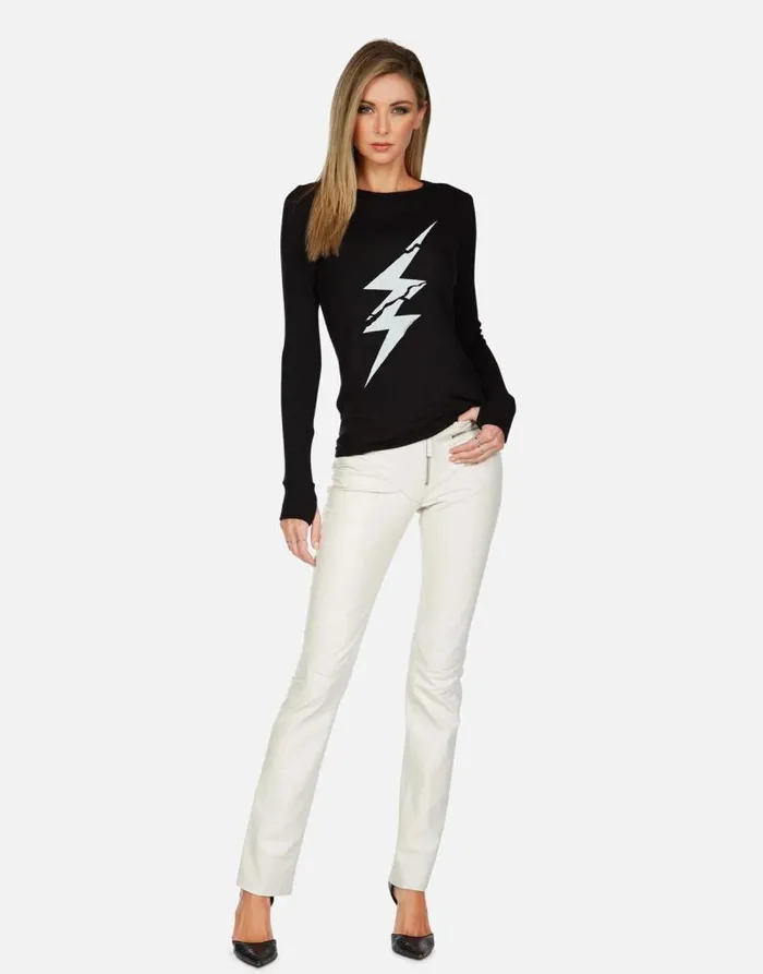 McKinley X Cracked Lightning Bolt Black Women Lauren Moshi Long Sleeve