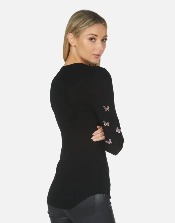 McKinley X Crystal Butterflies Black Women Lauren Moshi Long Sleeve