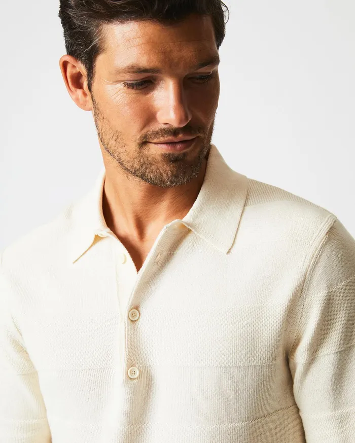 Men American Rugby Sweater Polo Tinted White Billy Reid Polos Tees and Henleys