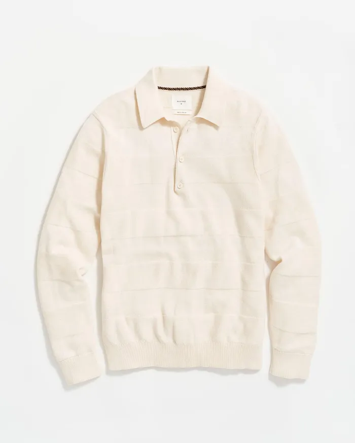 Men American Rugby Sweater Polo Tinted White Billy Reid Polos Tees and Henleys