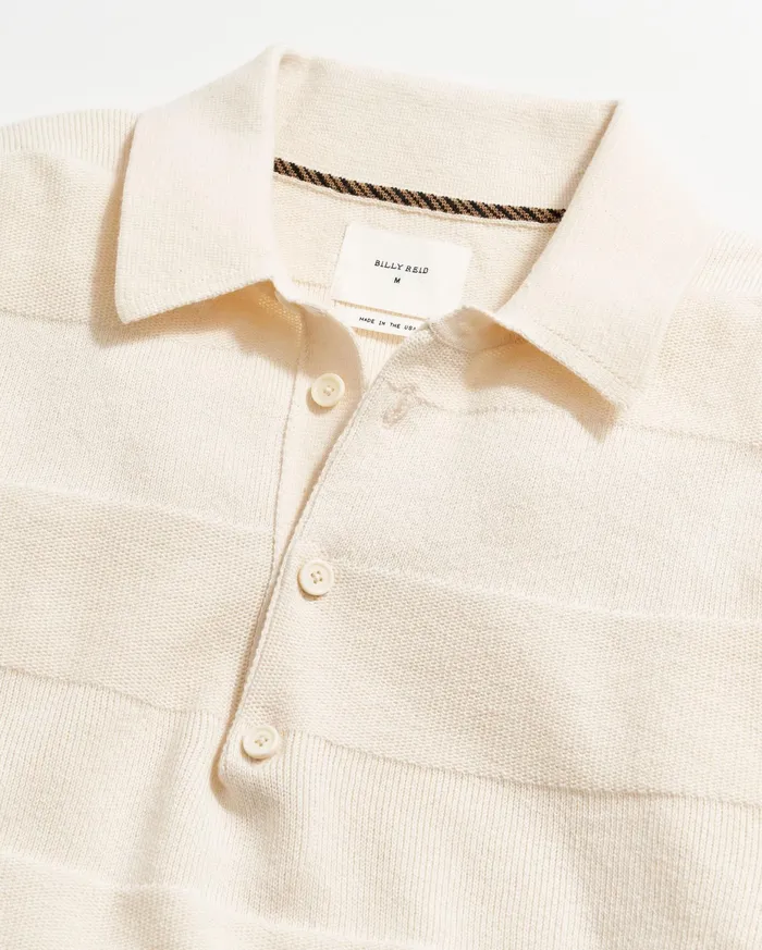 Men American Rugby Sweater Polo Tinted White Billy Reid Polos Tees and Henleys