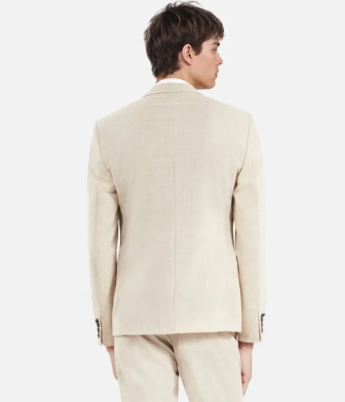 Men Blazers and Suits THE KOOPLES Beige Wool Suit Fitted Jacket