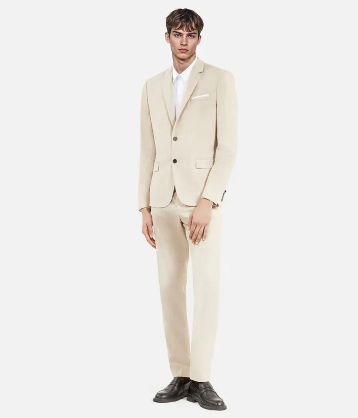 Men Blazers and Suits THE KOOPLES Beige Wool Suit Fitted Jacket