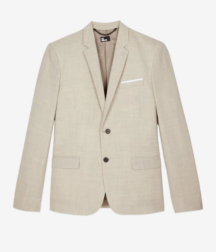 Men Blazers and Suits THE KOOPLES Beige Wool Suit Fitted Jacket