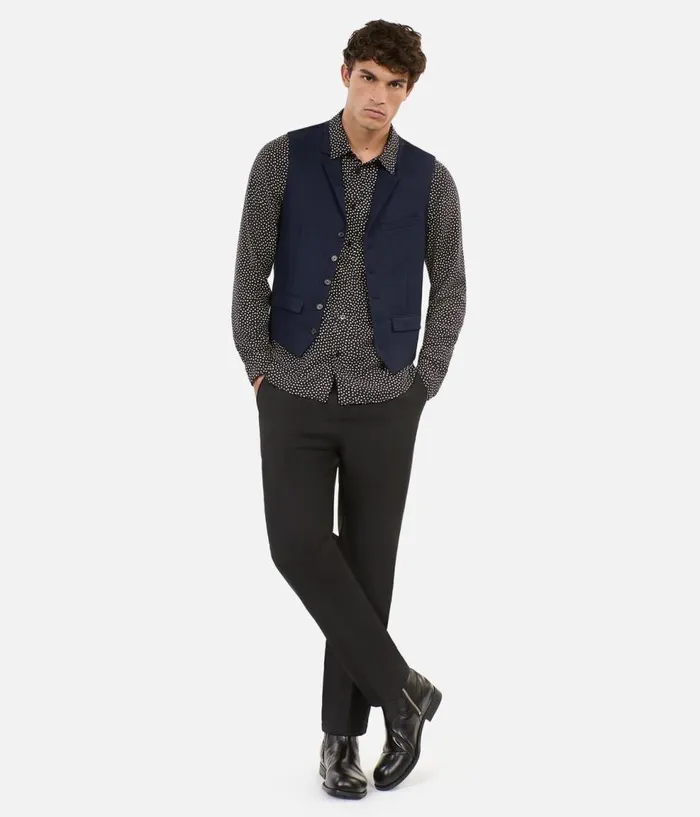 Men Blazers and Suits THE KOOPLES Navy Blue Wool Blend Waistcoat