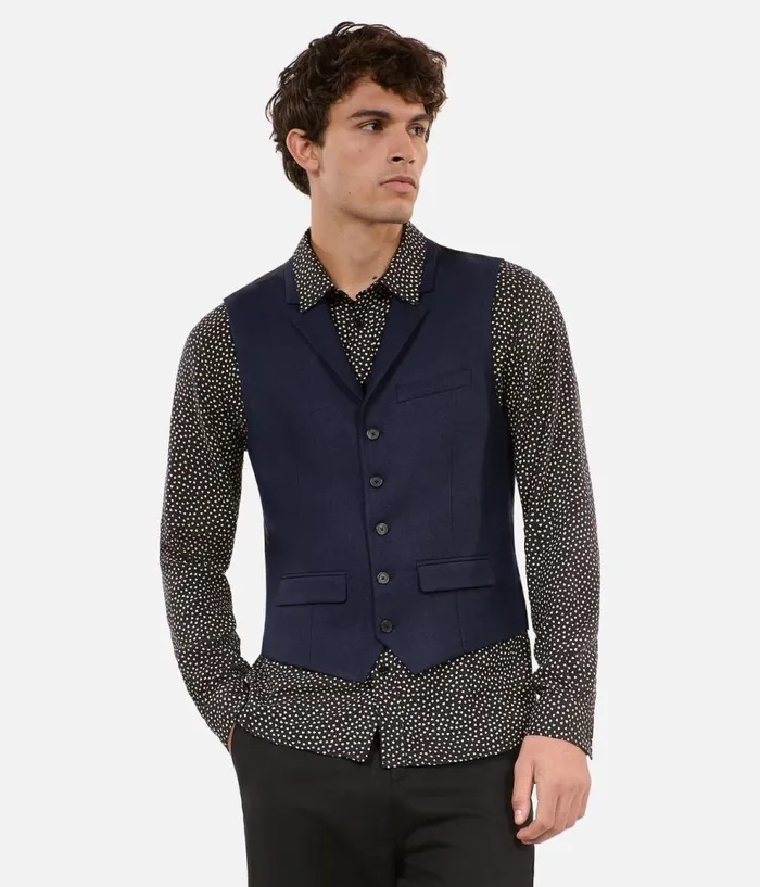 Men Blazers and Suits THE KOOPLES Navy Blue Wool Blend Waistcoat Men Blazers and Suits THE KOOPLES Navy Blue Wool Blend Waistcoat