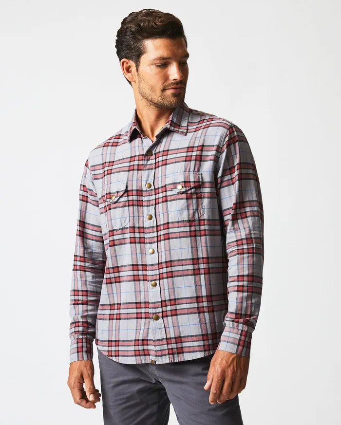 Men Bold Plaid Western Snap Front Shirt Greymulti Billy Reid Shirting