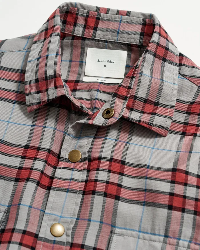 Men Bold Plaid Western Snap Front Shirt Greymulti Billy Reid Shirting