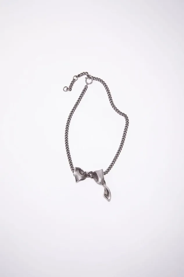 Men Bow Necklace Antique Silver Acne Studios Jewellery