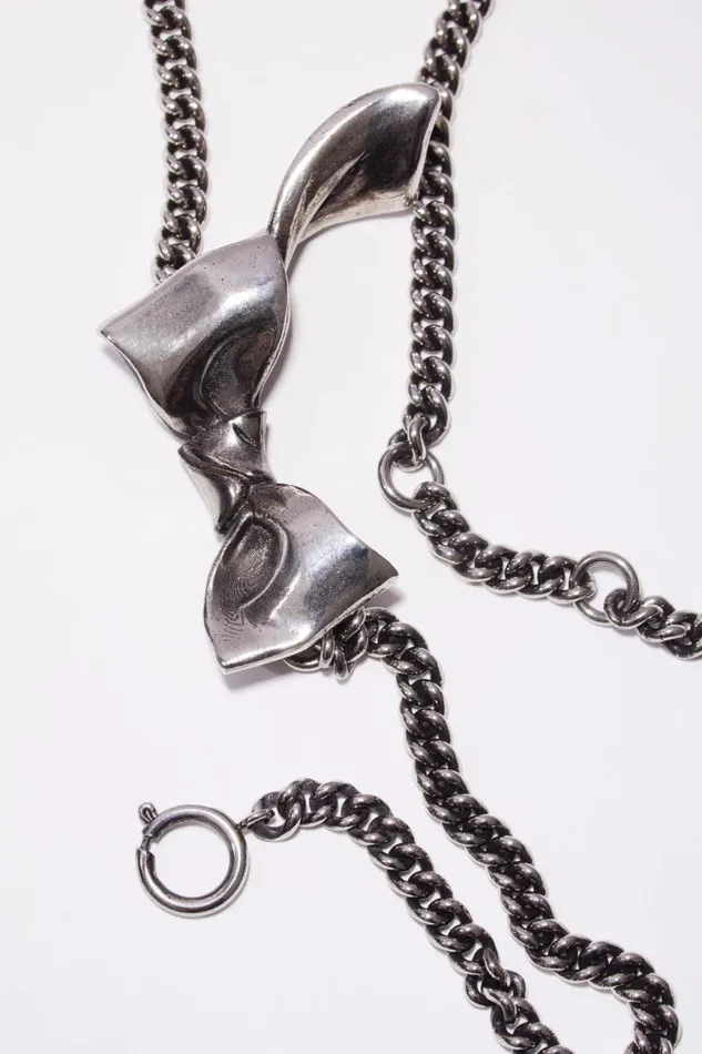 Men Bow Necklace Antique Silver Acne Studios Jewellery