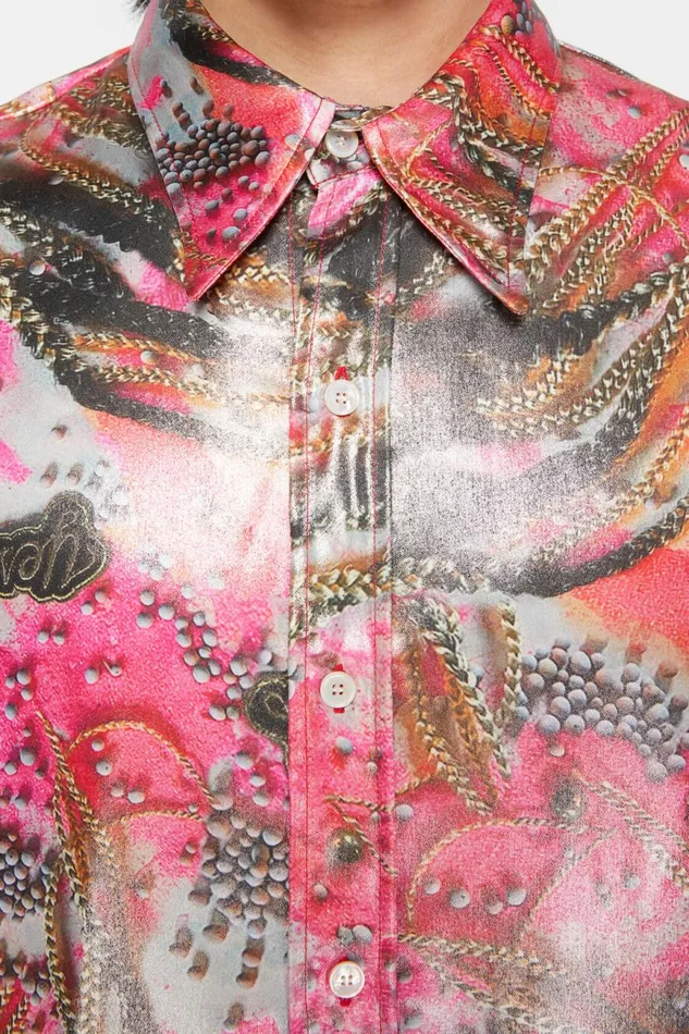 Men Buttonup Shirt Foil Print Pink Multicolor Acne Studios Shirts