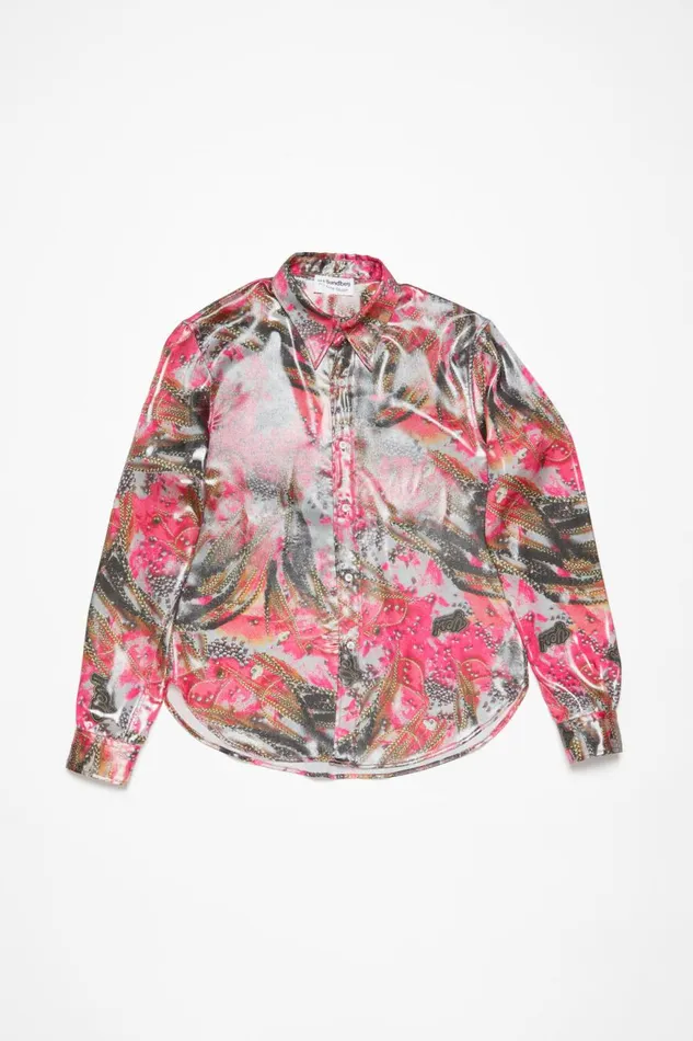 Men Buttonup Shirt Foil Print Pink Multicolor Acne Studios Shirts
