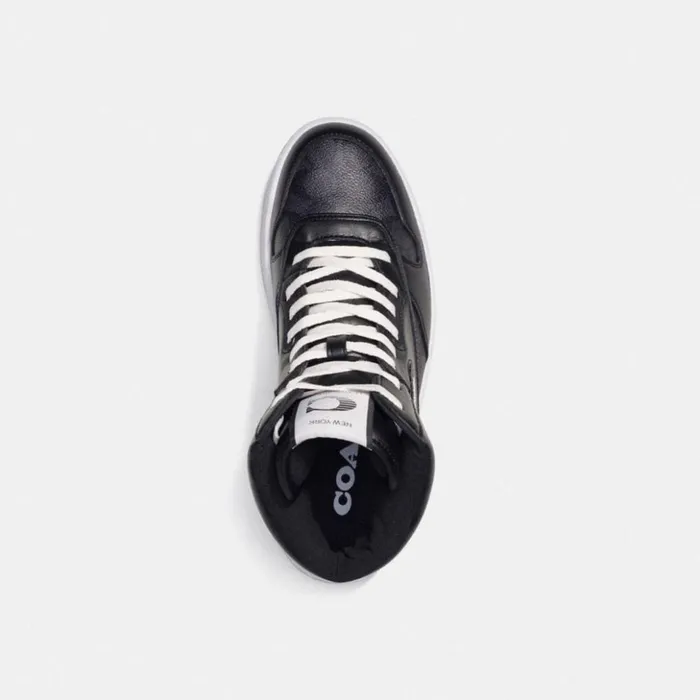 Men C202 High Top Sneaker In Signature Canvas Charcoalblack Coach Sneakers
