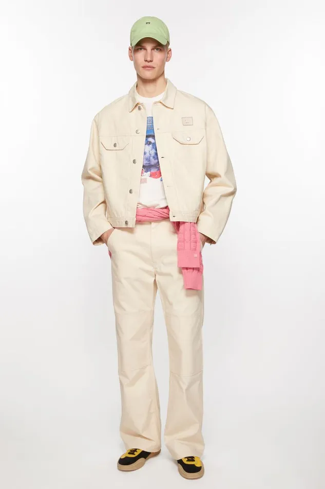 Men Canvas Jacket Oatmeal Melange Acne Studios Outerwear