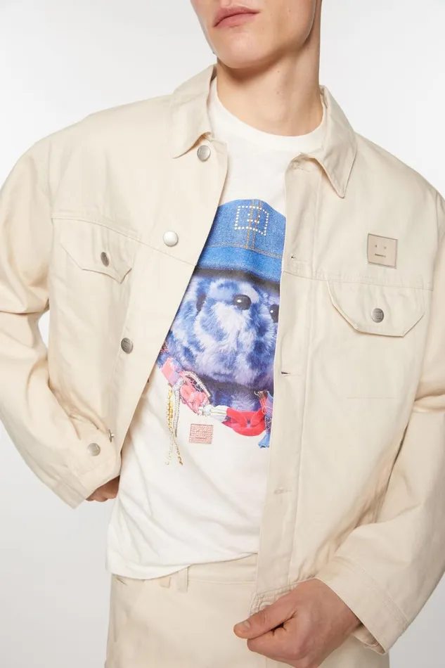 Men Canvas Jacket Oatmeal Melange Acne Studios Outerwear