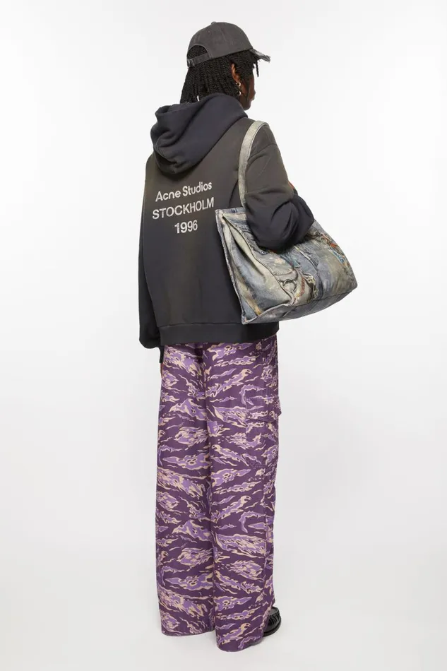 Men Cargo Print Trousers Purple Multi Acne Studios Trousers