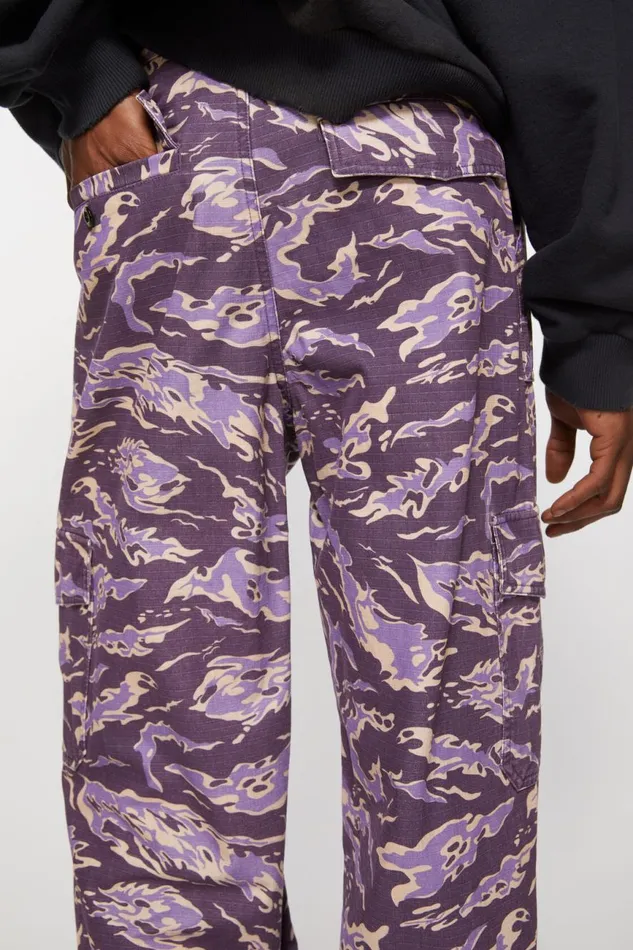 Men Cargo Print Trousers Purple Multi Acne Studios Trousers