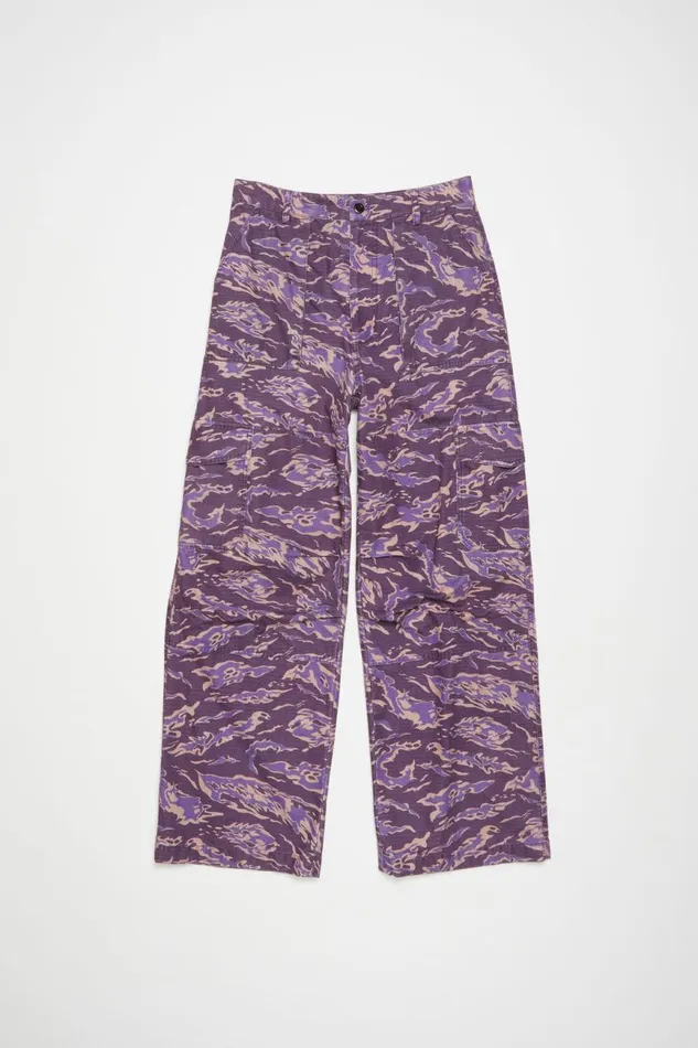 Men Cargo Print Trousers Purple Multi Acne Studios Trousers