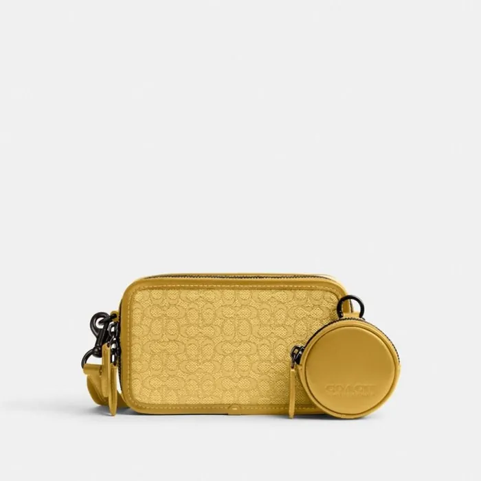 Men Charter Slim Crossbody In Micro Signature Jacquard Yellowflax Coach Messenger and Crossbody