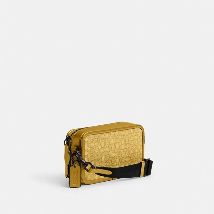 Men Charter Slim Crossbody In Micro Signature Jacquard Yellowflax Coach Messenger and Crossbody