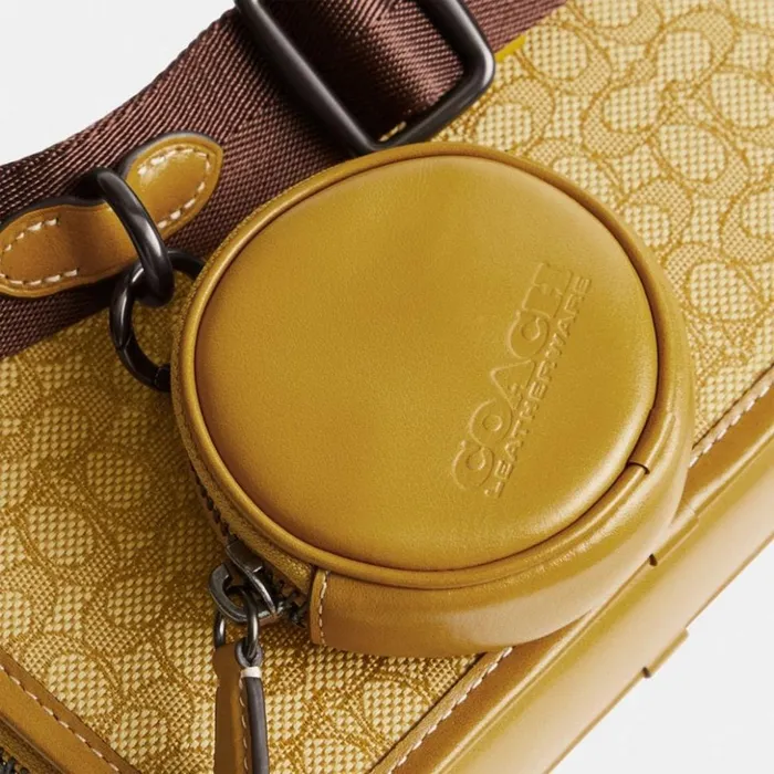 Men Charter Slim Crossbody In Micro Signature Jacquard Yellowflax Coach Messenger and Crossbody