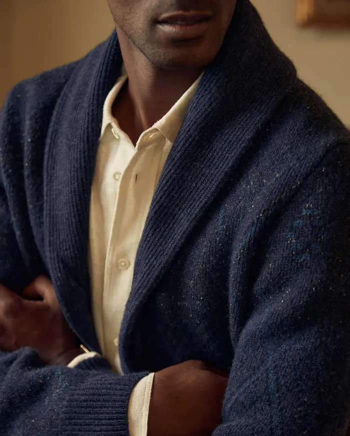 Men Chevron Ranch Cardigan Navy Billy Reid Sweaters and Sweatshirts