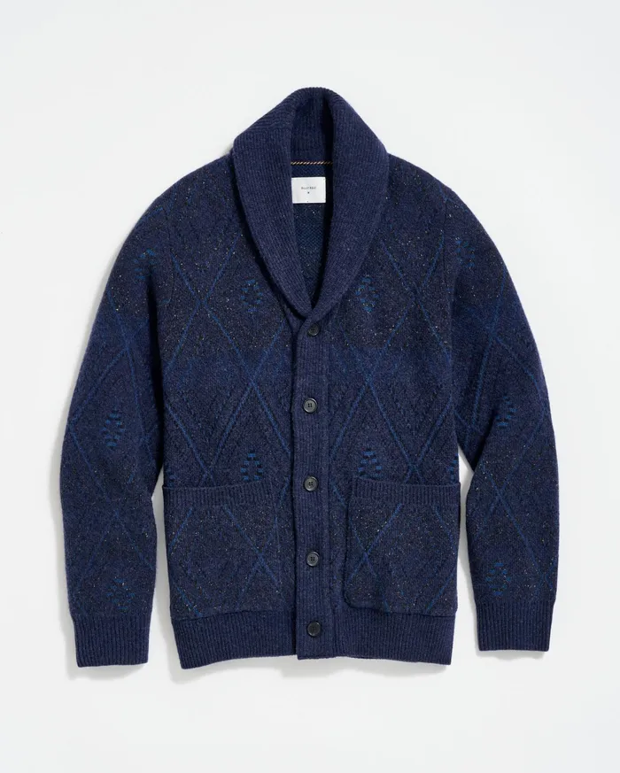 Men Chevron Ranch Cardigan Navy Billy Reid Sweaters and Sweatshirts