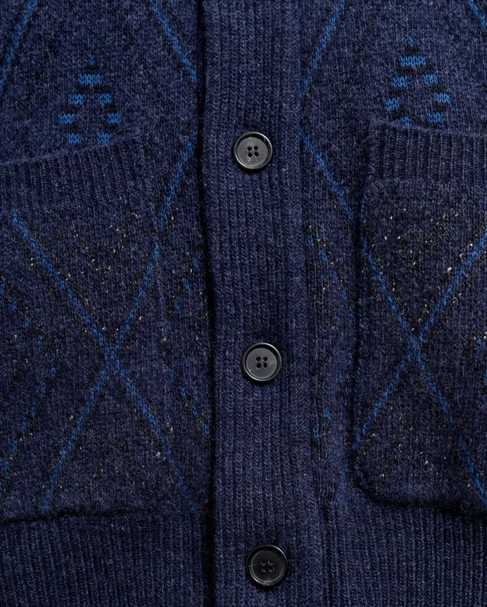 Men Chevron Ranch Cardigan Navy Billy Reid Sweaters and Sweatshirts