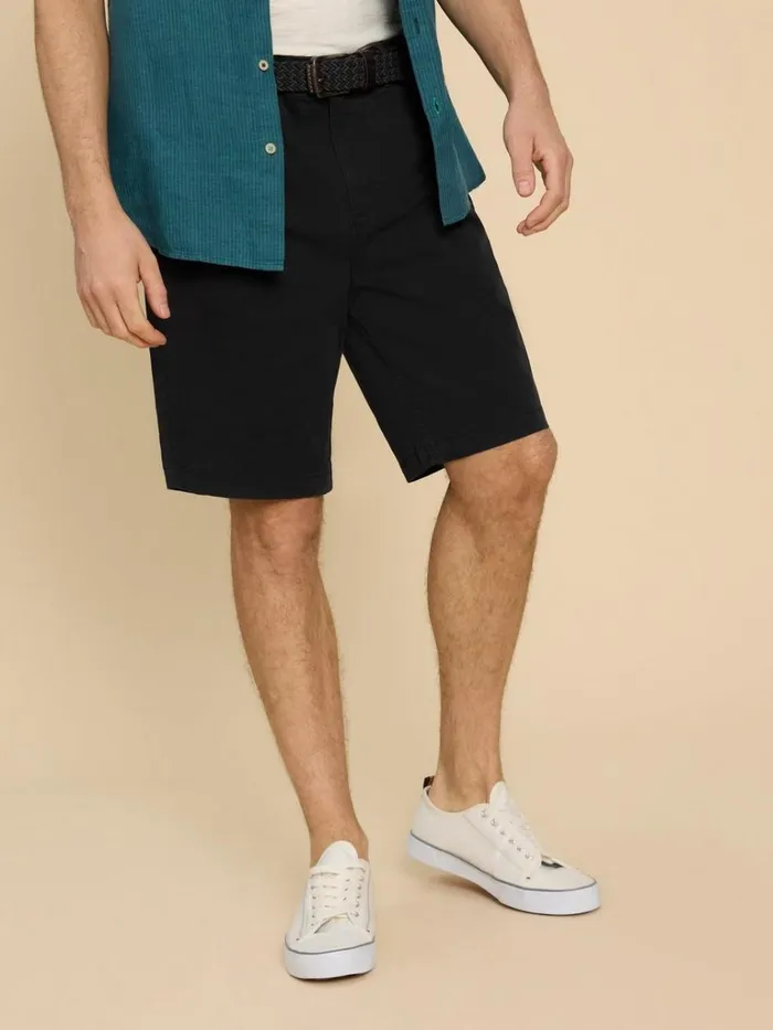 Men CHINOS White Stuff Sutton Organic Chino Short Washed Black Men CHINOS White Stuff Sutton Organic Chino Short Washed Black