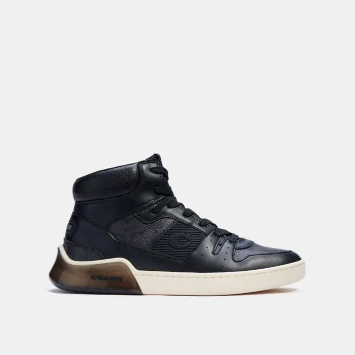Men Citysole High Top Sneaker In Signature Canvas Charcoal Black Coach Sneakers Men Citysole High Top Sneaker In Signature Canvas Charcoal Black Coach Sneakers