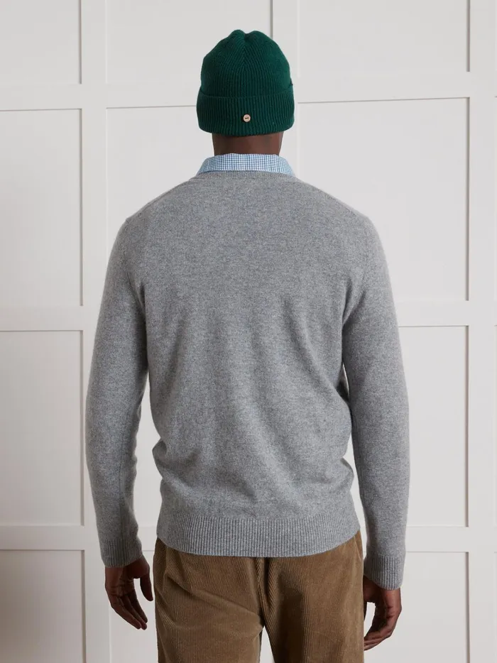 Men Clothing Cyrillus RoundNeck Sweater 8211 The Cashmere Collection Gris Chine Moyen