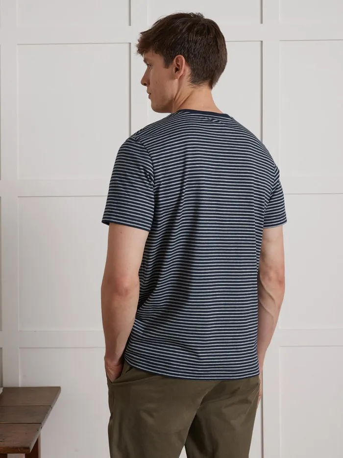 Men Clothing Cyrillus Striped Organic Cotton TShirt Rayure Marineecru