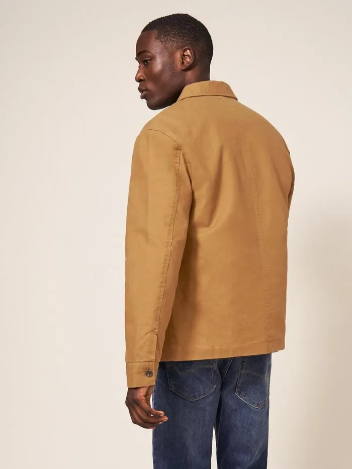 Men COATS and JACKETS White Stuff Canvas Trucker Dark Tan