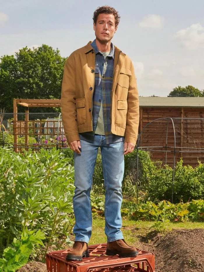 Men COATS and JACKETS White Stuff Canvas Trucker Dark Tan