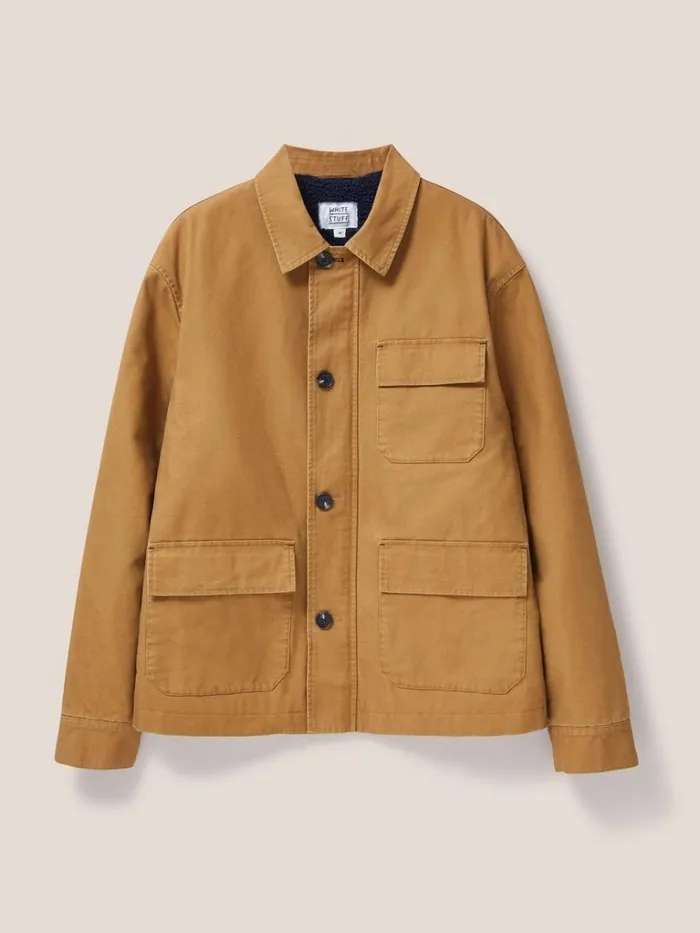 Men COATS and JACKETS White Stuff Canvas Trucker Dark Tan