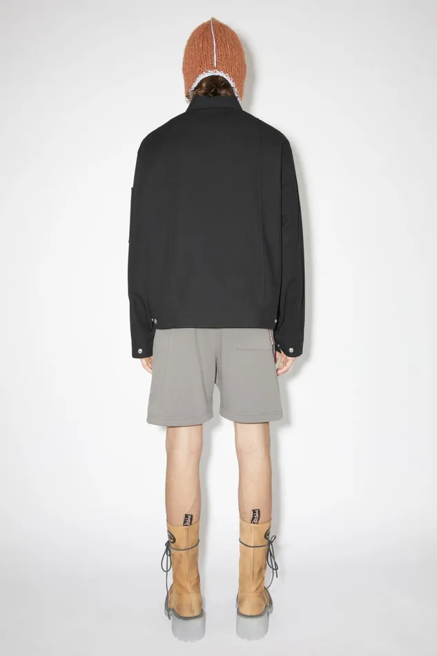Men Cotton Blend Overshirt Black Acne Studios Outerwear