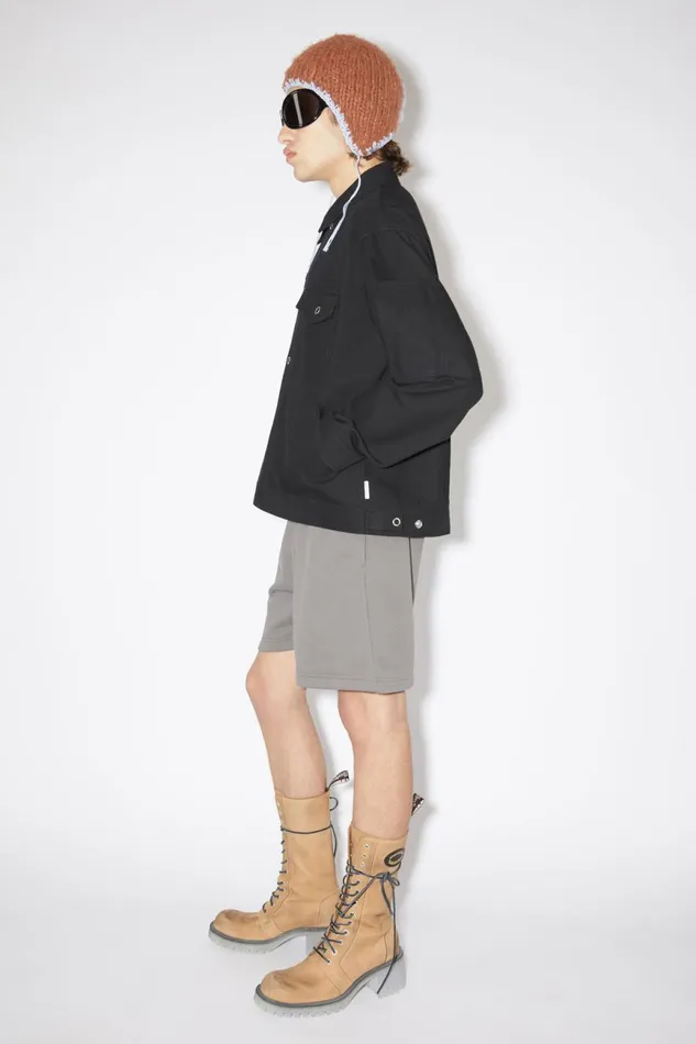 Men Cotton Blend Overshirt Black Acne Studios Outerwear