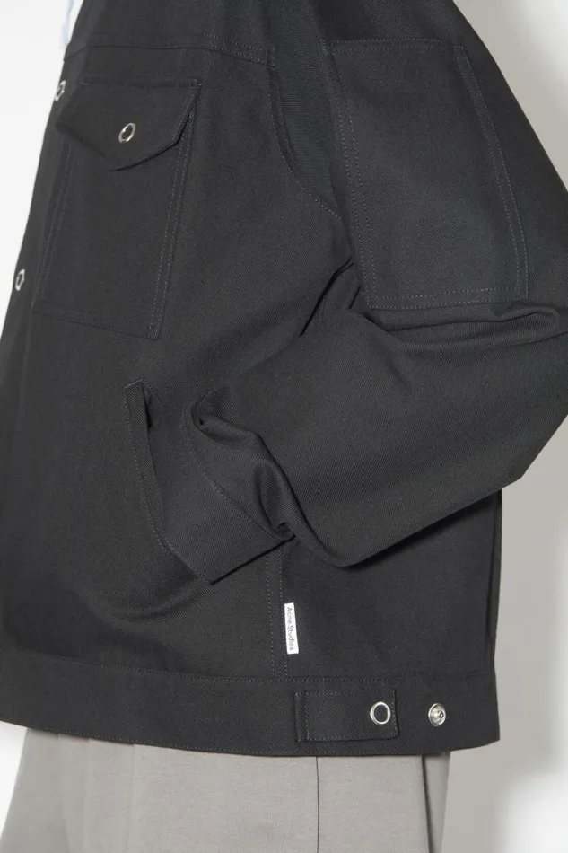 Men Cotton Blend Overshirt Black Acne Studios Outerwear