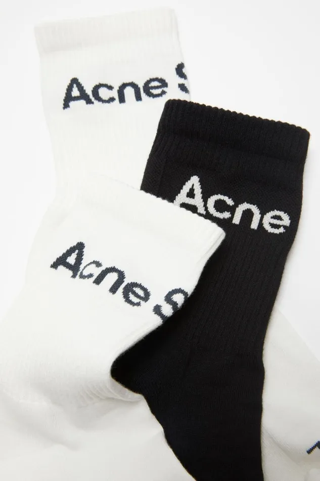 Men Cotton Logo Socks 8211 3 Pack Whitewhiteblack Acne Studios Socks