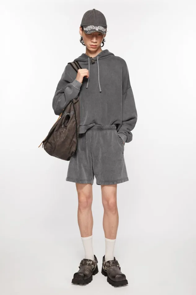 Men Cotton Shorts Faded Black Acne Studios Shorts
