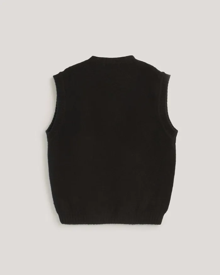Men Crew Neck Vest Black YMC Knitwear
