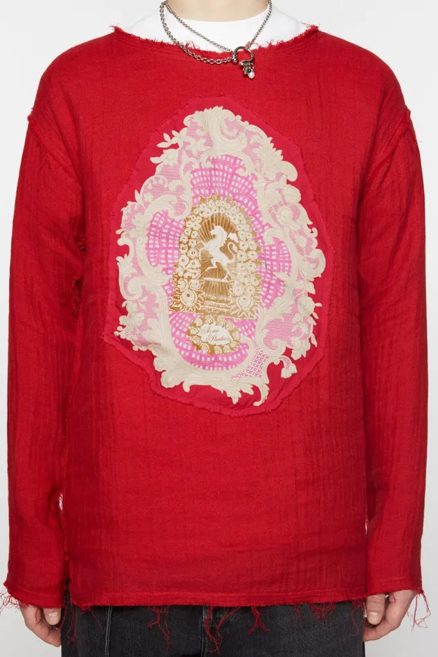 Men Crinkled Sweater Red Acne Studios Knitwear