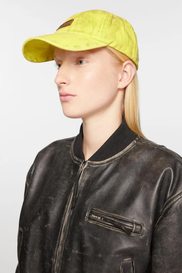 Men Denim Cap Neon Yellow Acne Studios Hats
