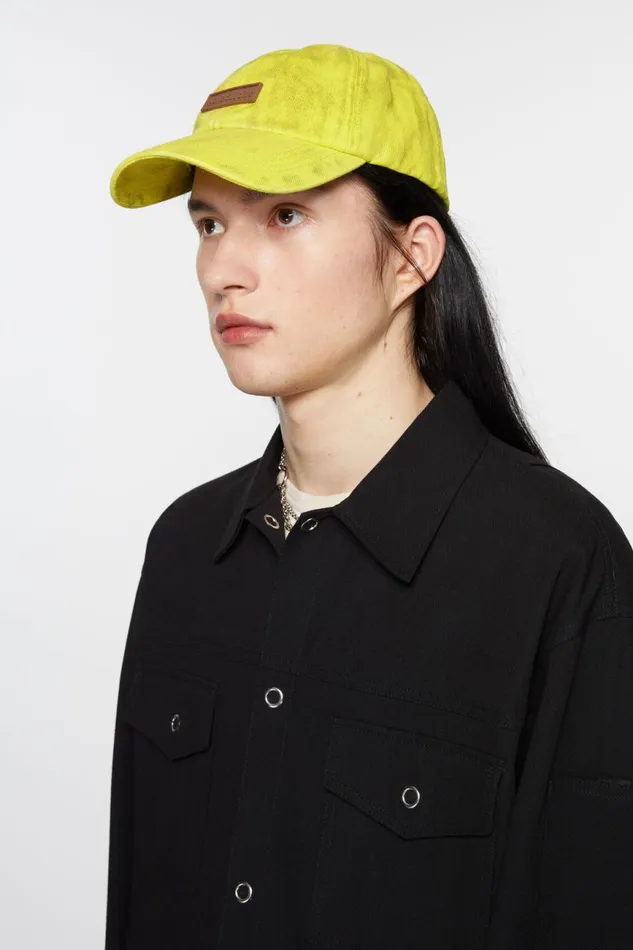 Men Denim Cap Neon Yellow Acne Studios Hats
