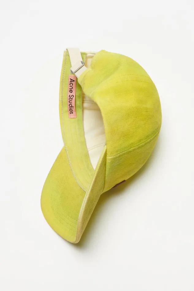 Men Denim Cap Neon Yellow Acne Studios Hats