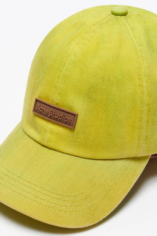 Men Denim Cap Neon Yellow Acne Studios Hats