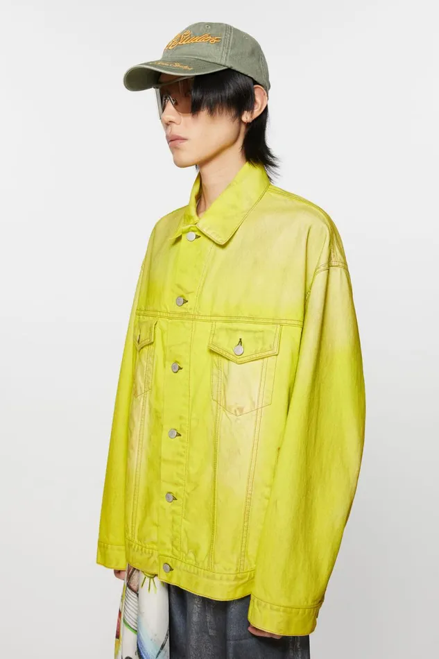 Men Denim Jacket 8211 Oversized Fit Neon Yellow Acne Studios Outerwear