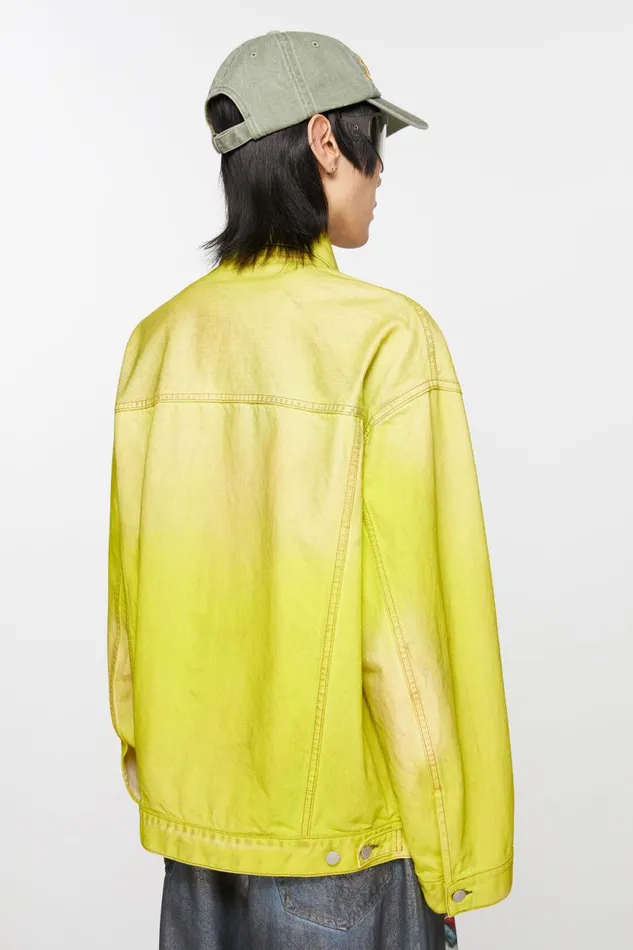 Men Denim Jacket 8211 Oversized Fit Neon Yellow Acne Studios Outerwear