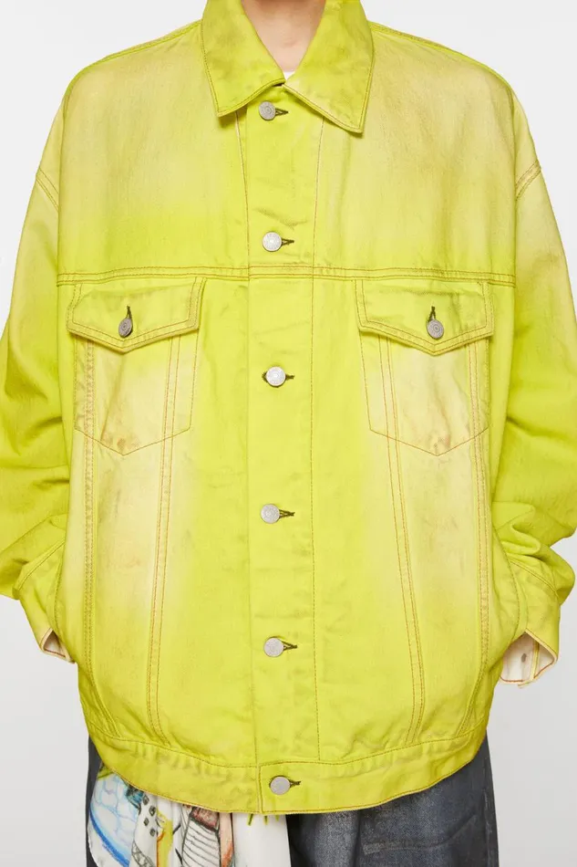 Men Denim Jacket 8211 Oversized Fit Neon Yellow Acne Studios Outerwear